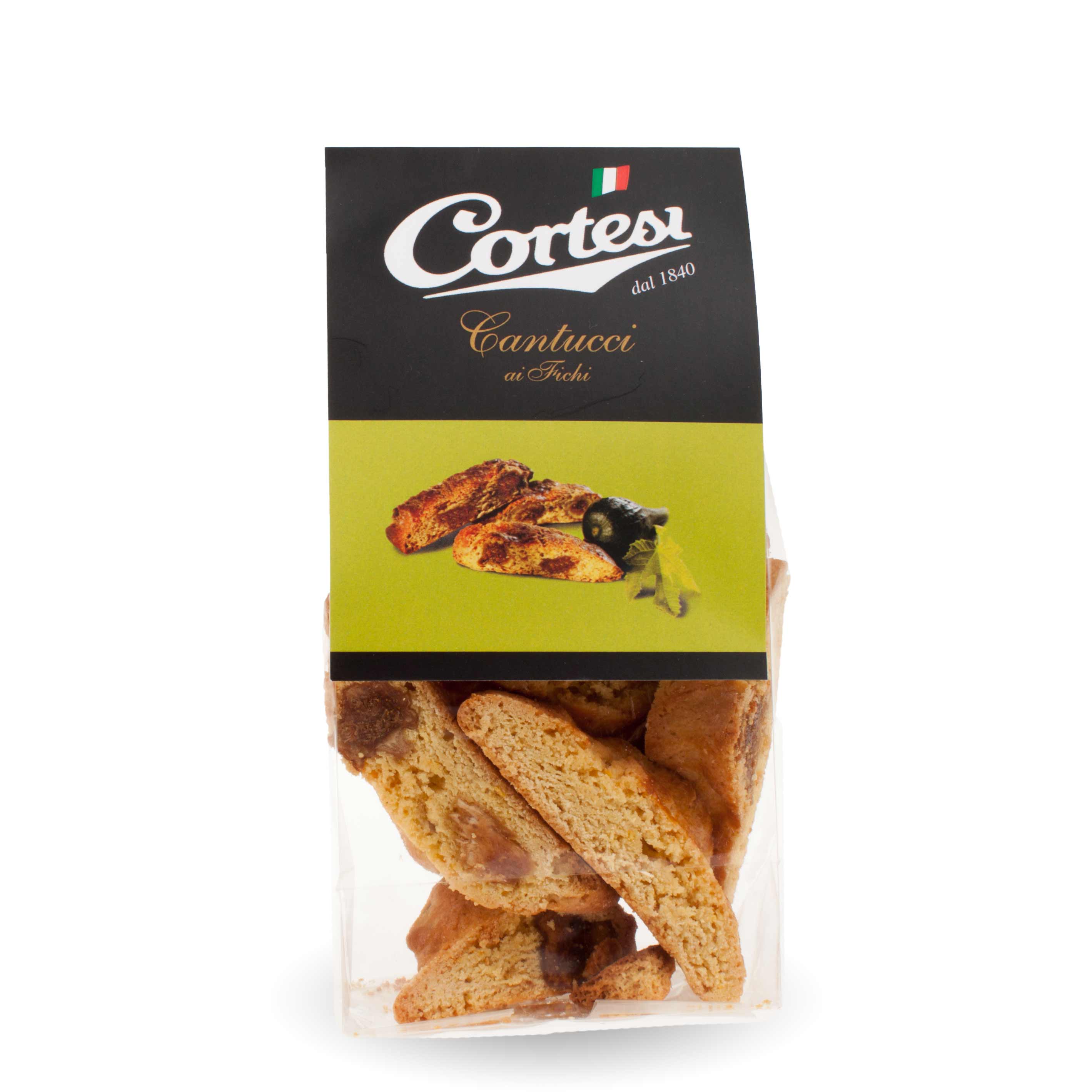 Cortesi Cantucci Fichi, italienisches Nuss- und Mandelgebäck aus der Toskana, 200g Packung