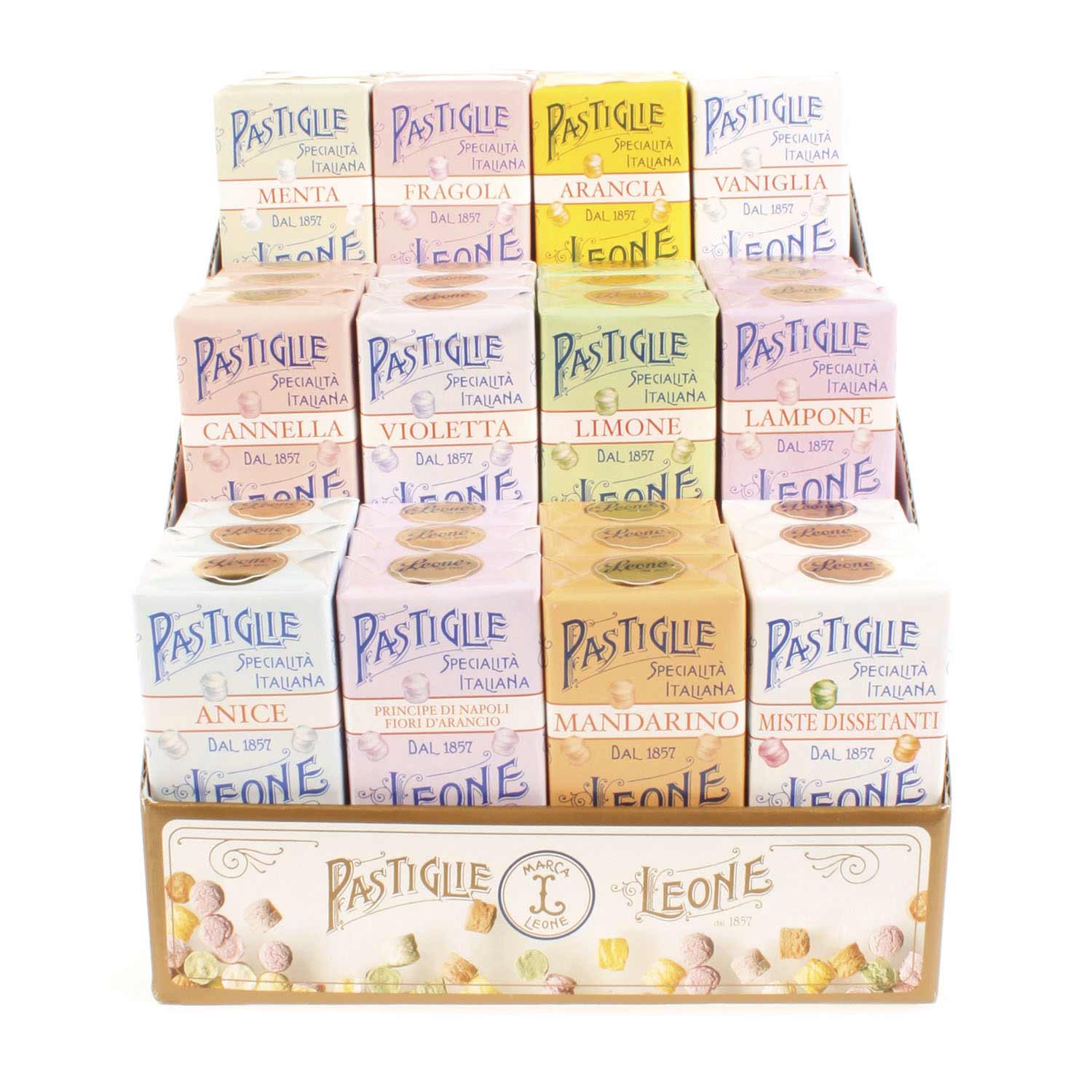 Pastiglie Leone Zuckerbasis Suessigkeit aus Piemont, Italien, 972g.