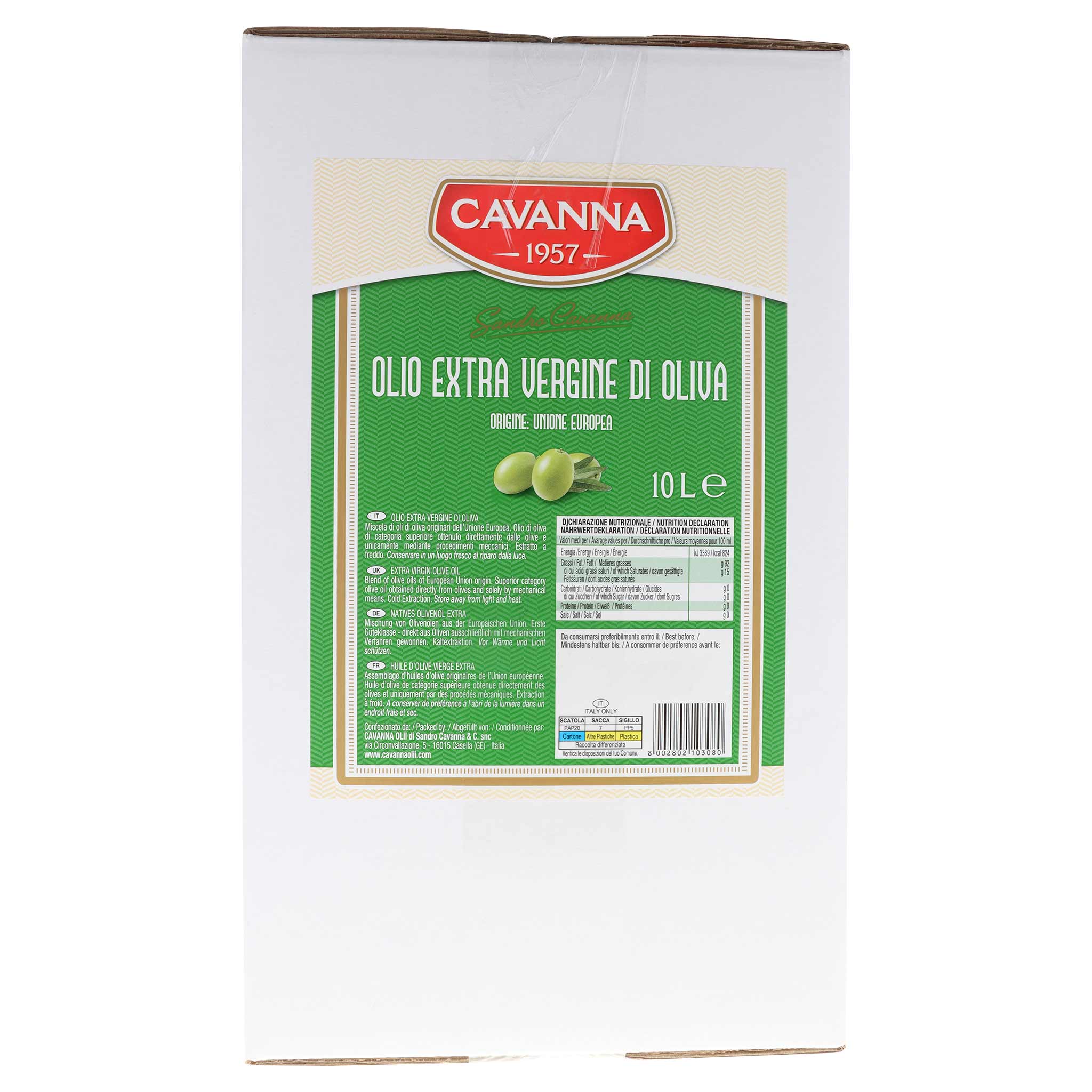 Cavanna MED Olio Mediterraneo Olivenöl, 10000 ml, aus Ligurien, Italien.