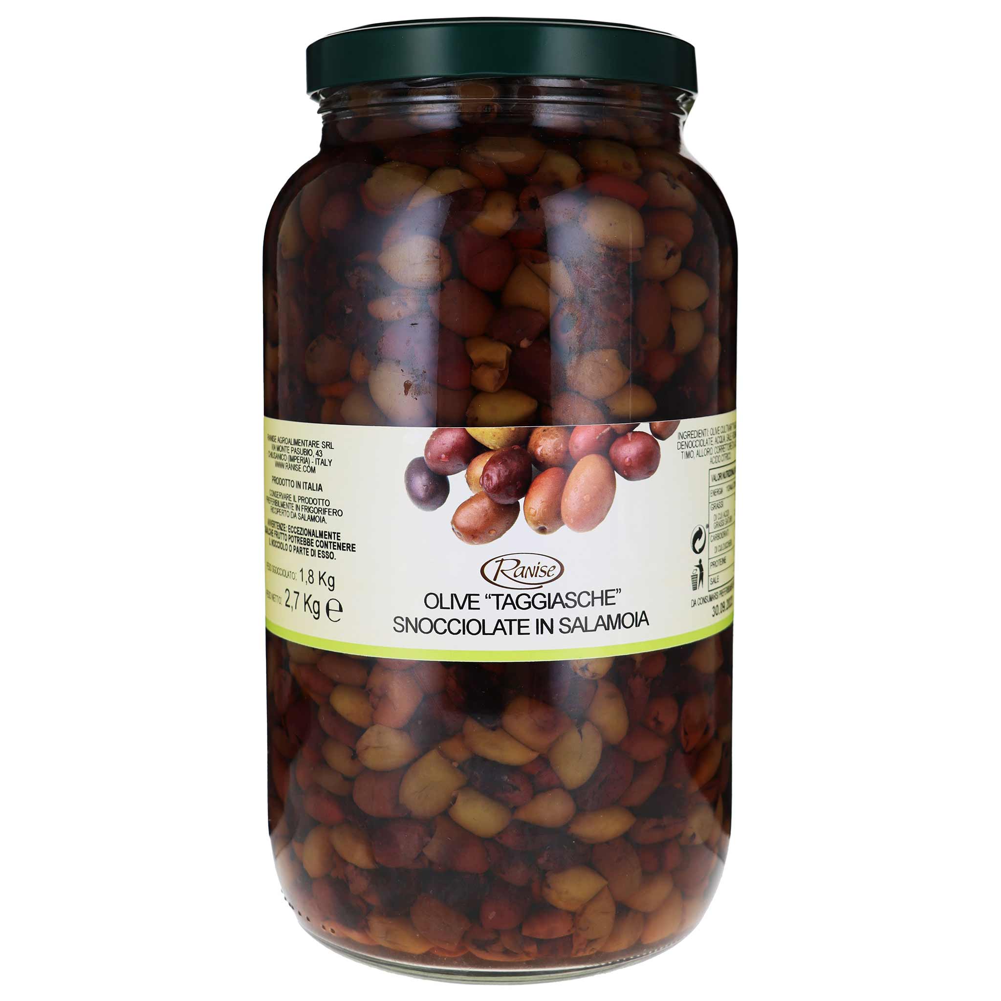 Ranise Olive Taggiasche, entkernt in Salzlake, 2700 g, aus Ligurien, Italien