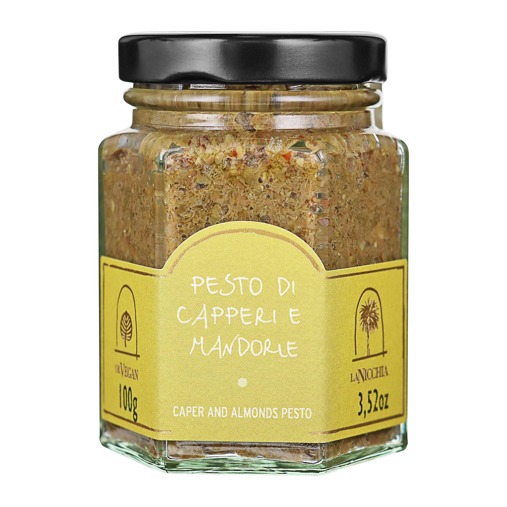 Produktbild von La Nicchia, Pesto di Capperi e Mandorle, 100 g, aus Sizilien, Italien.