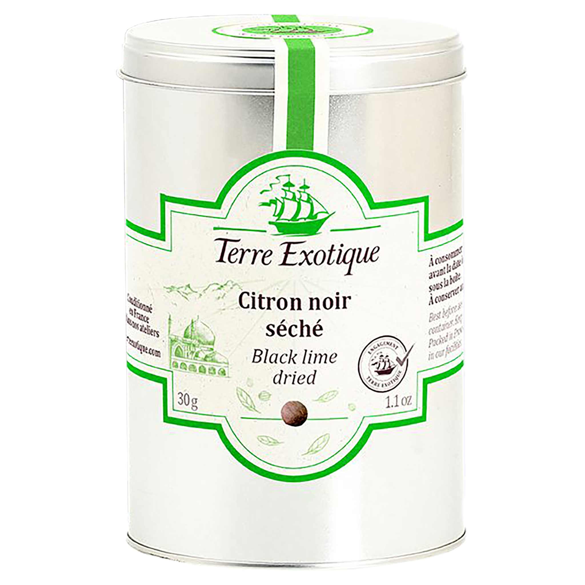 Terre Exotique Citron noir séché, getrockneter schwarzer Zitrone aus Frankreich in 30g Verpackung.