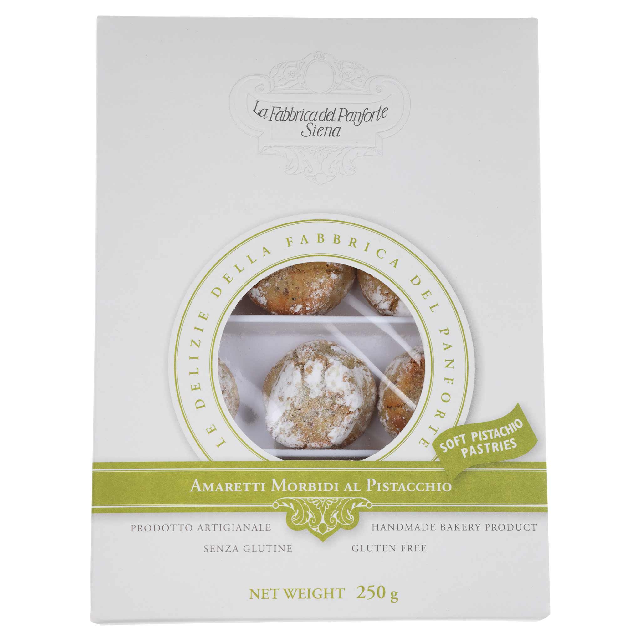Fabbrica del Panforte, weiche Amaretti morbidi classici al Pistacchio aus der Toskana, 250g Packung