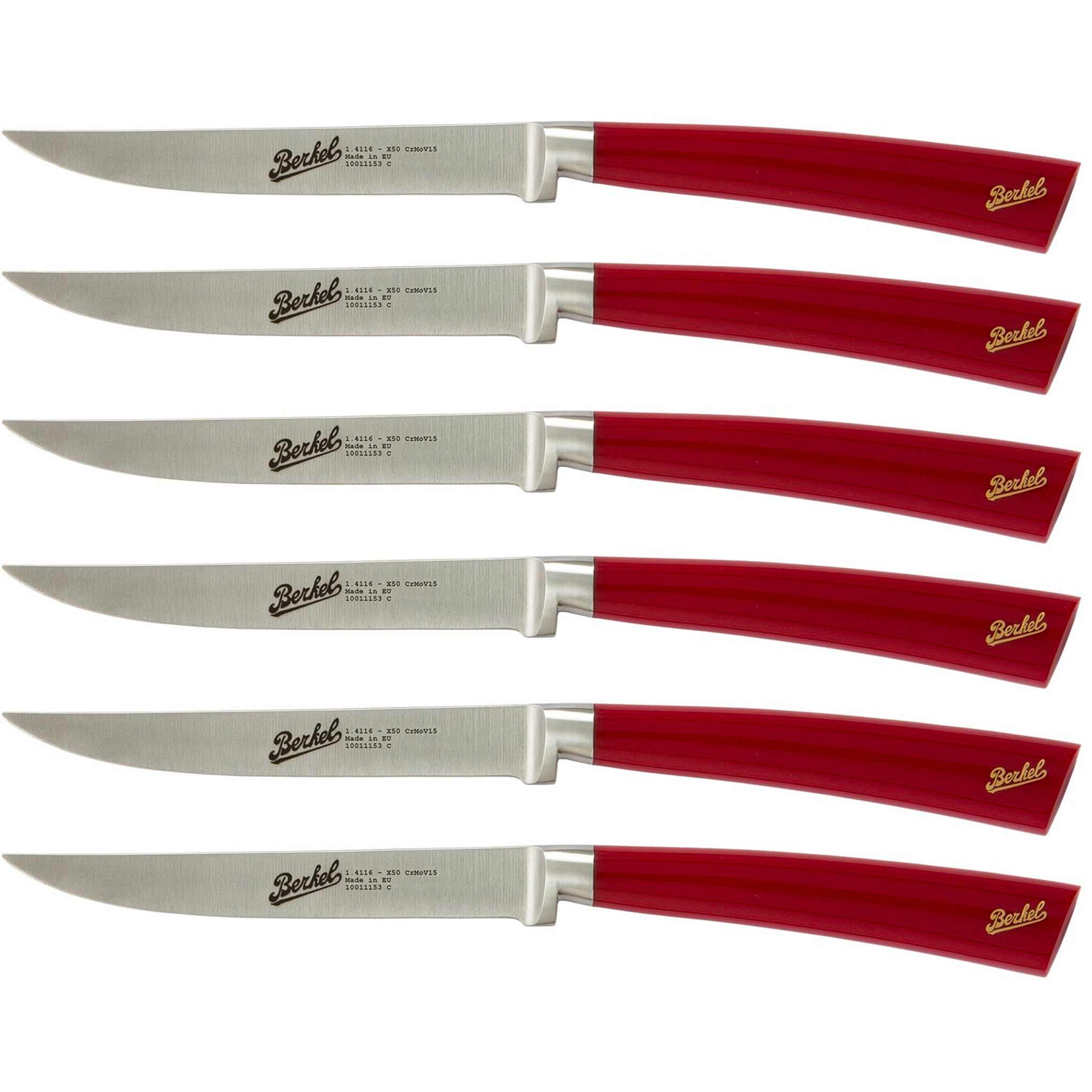 Berkel Elegance Steak Messer Rot 6 er Set aus der Lombardei, Italien  - Produktbild 1