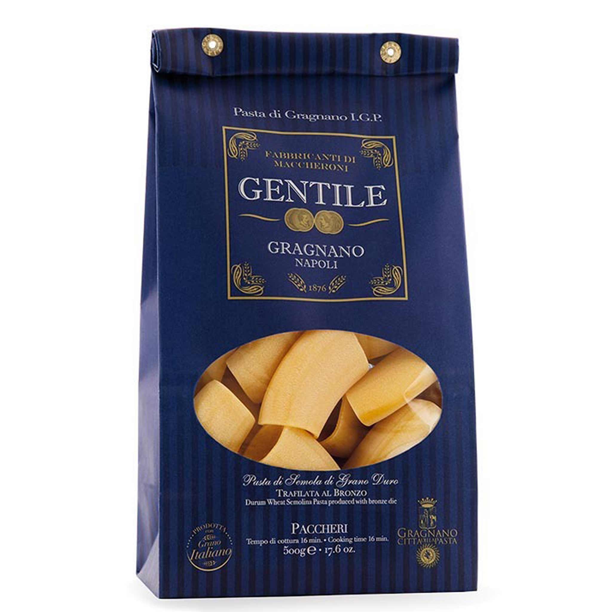 Gentile Paccheri Pasta di Gragnano IGP 500g Packung aus Italien