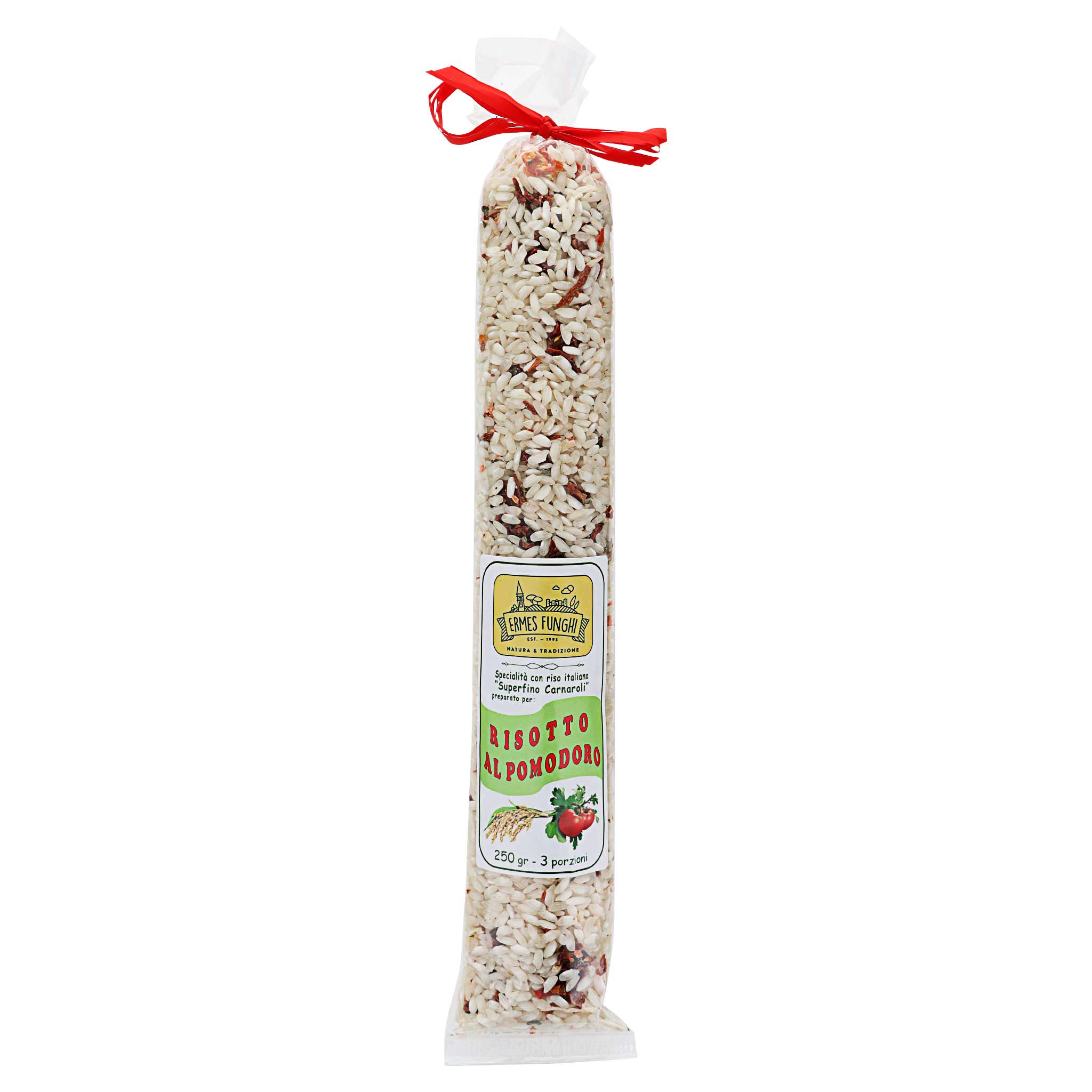 Ermes Funghi Risotto Pomodoro, 250g Packung aus Venetien, Italien.