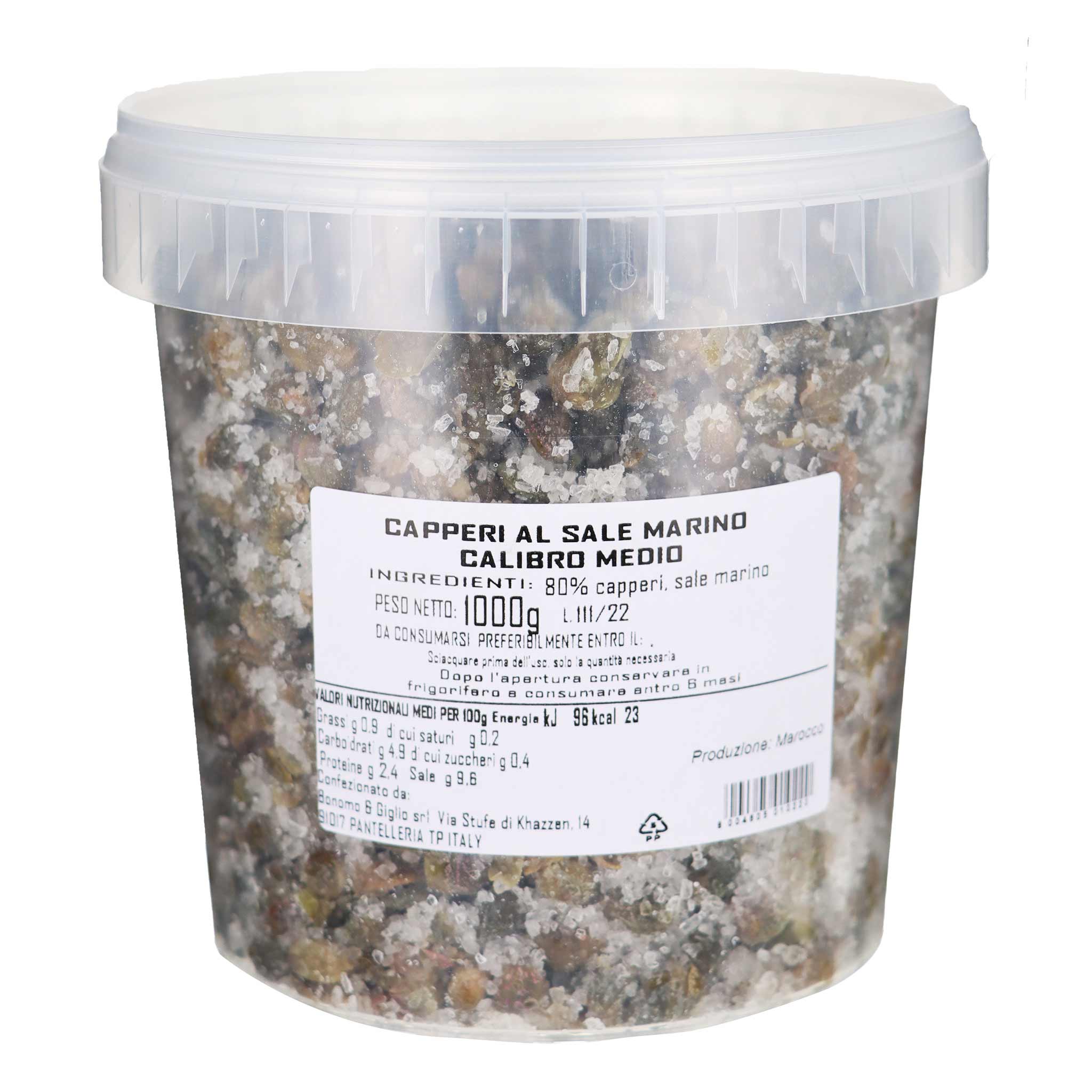 La Nicchia Capperi in Sale Marino 1000g im Plastikglas aus Sizilien.