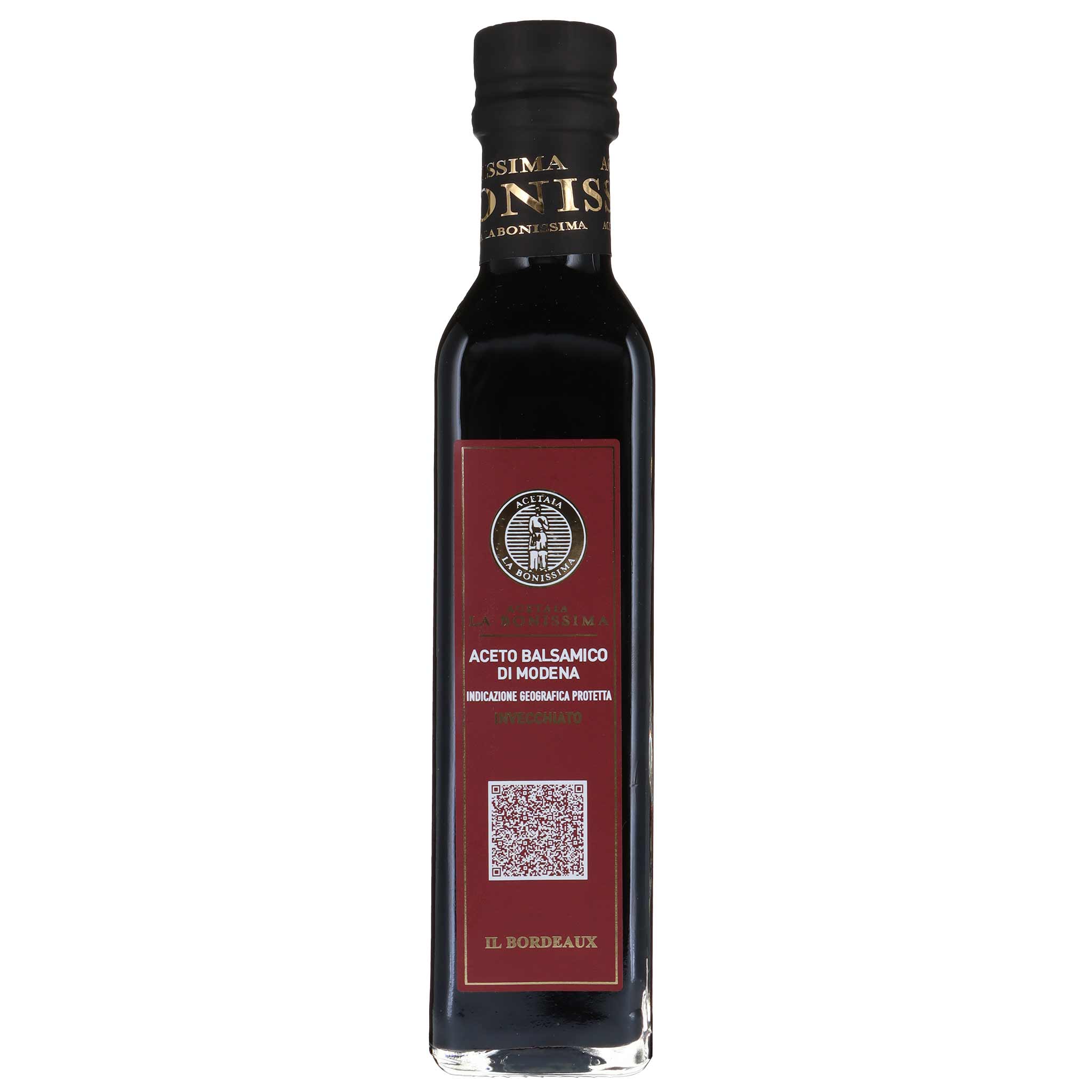 Acetaia La Bonissima Etichetta Rosso, 5 Jahre gereifter Aceto Balsamico di Modena, 250 ml Flasche aus Italien.