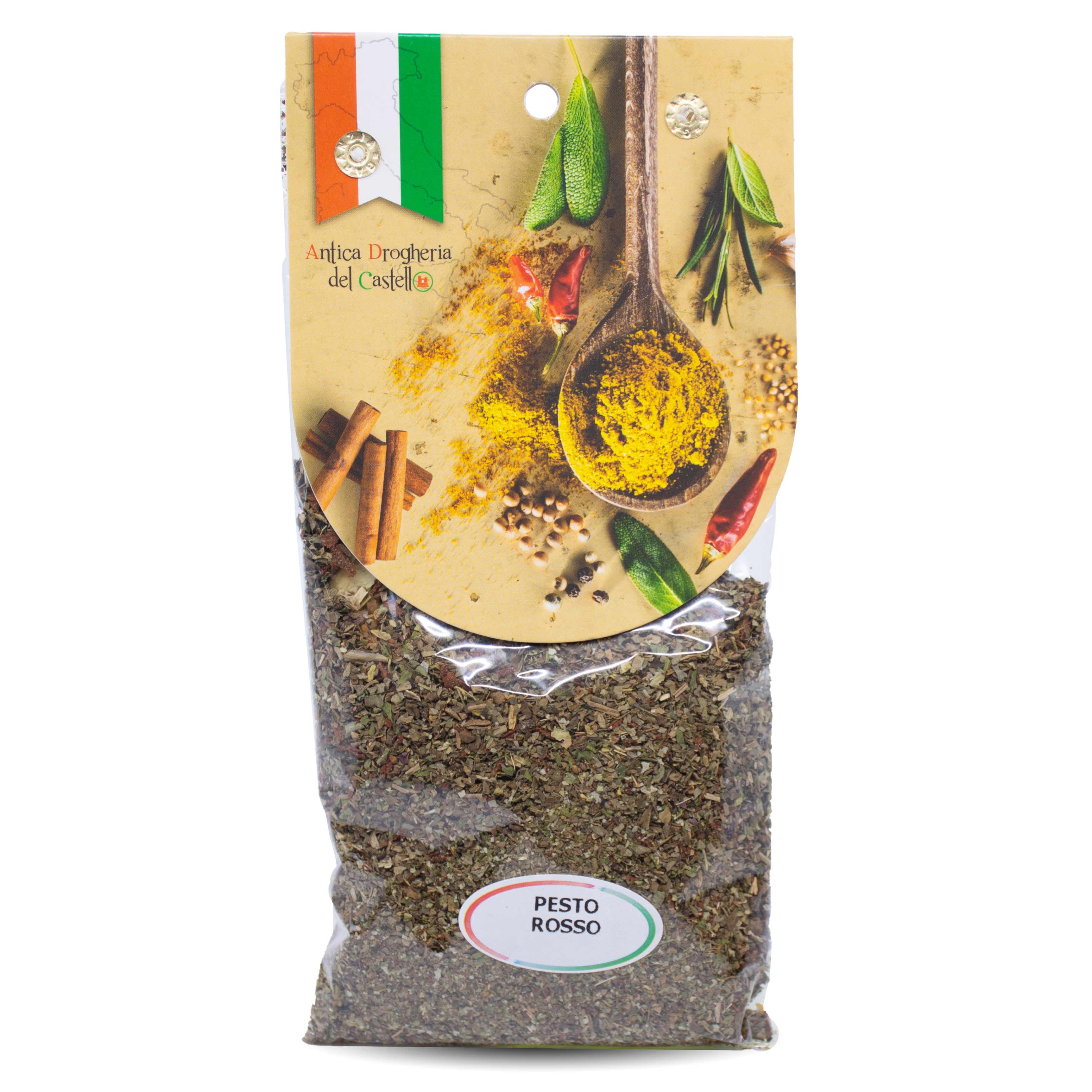 Antica Drogheria del Castello Spezie per Pesto Rosso Gewürzmischung in einer 50g Packung aus Italien.