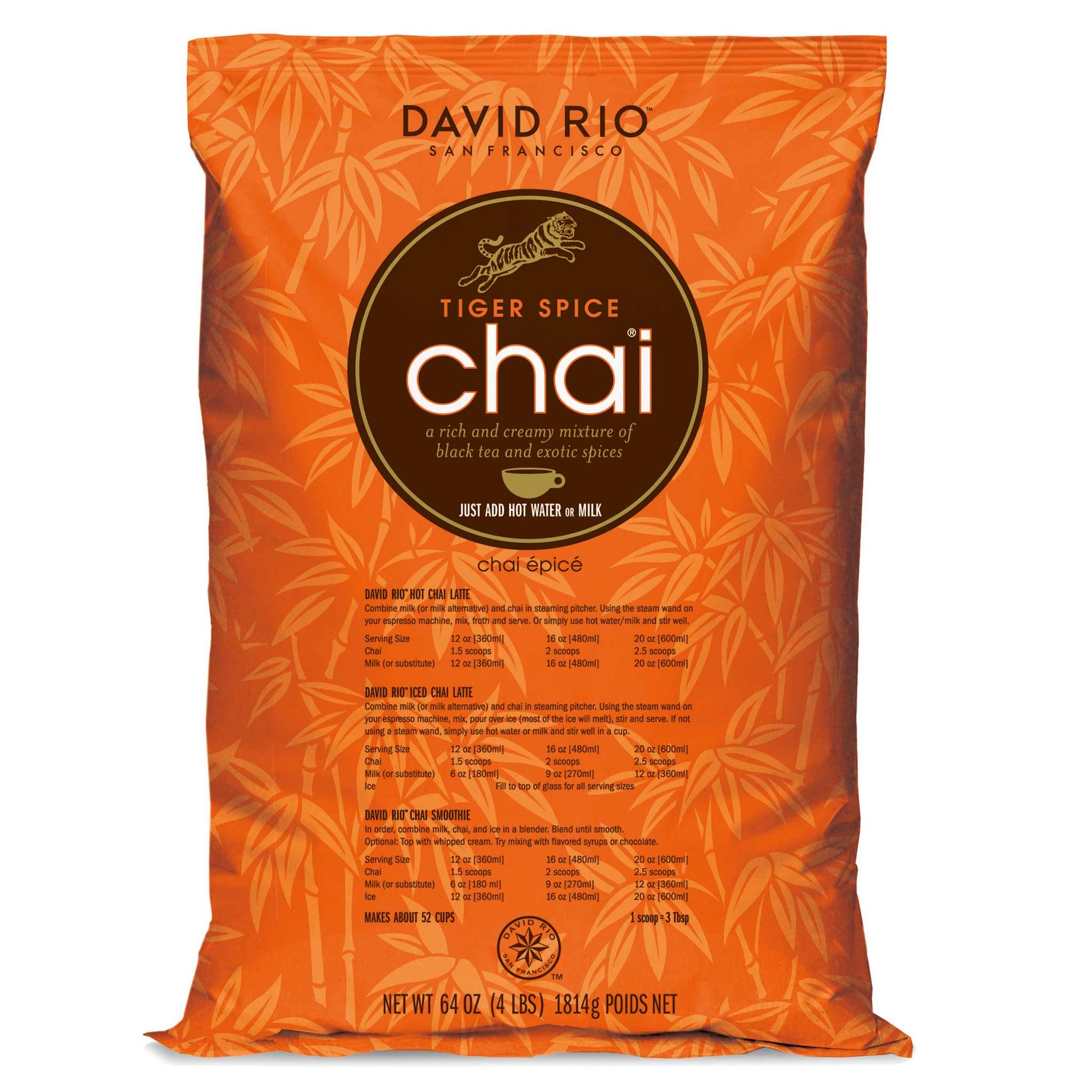 David Rio Tiger Spice Refill Bag mit 52 Portionen, hergestellt in Kalifornien, USA.