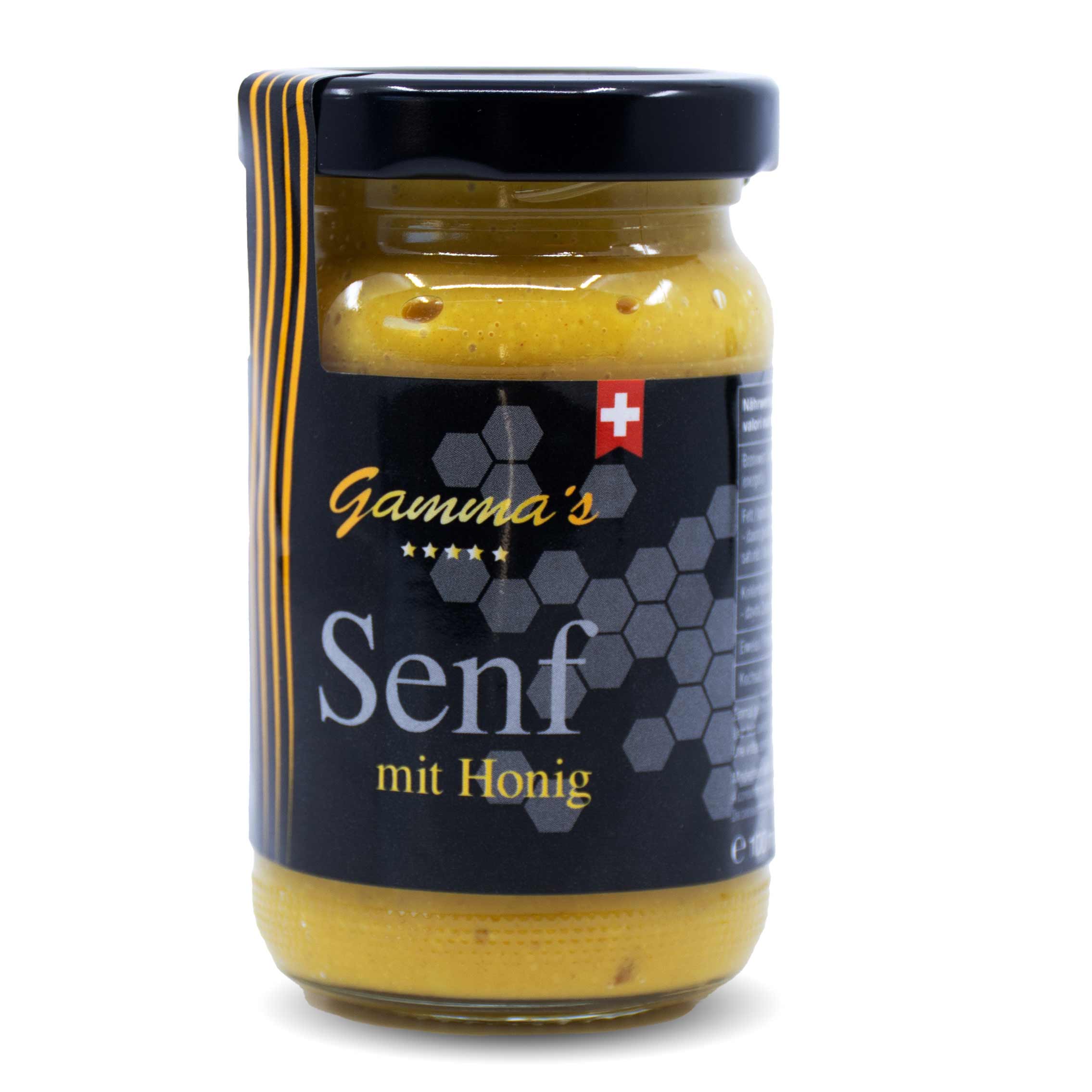 Gamma's Senf mit Honig aus Tessin, Schweiz in 100 ml Flasche