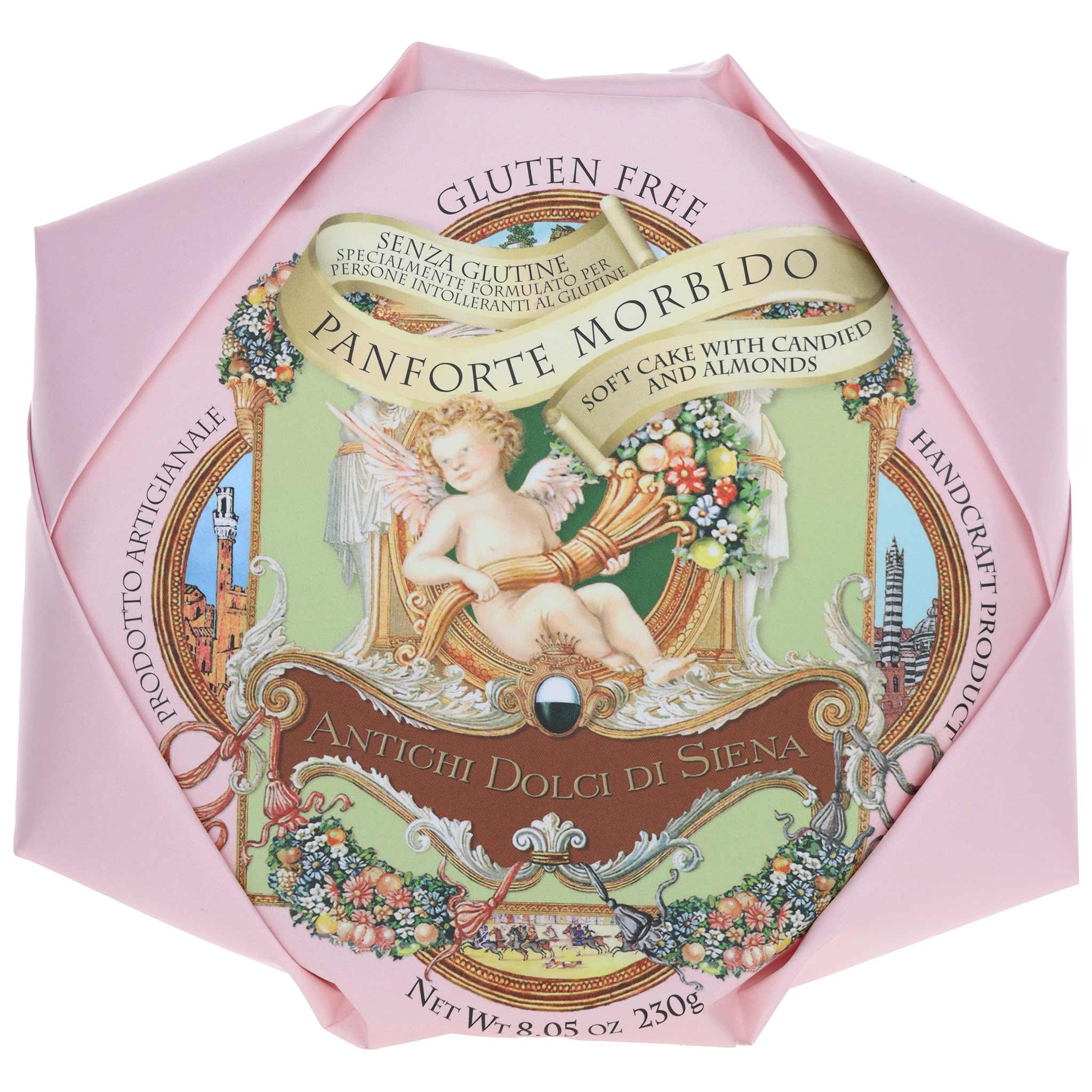 Fabbrica del Panforte, glutenfreies Panforte morbido, 230 g Packung aus der Toskana, Italien.