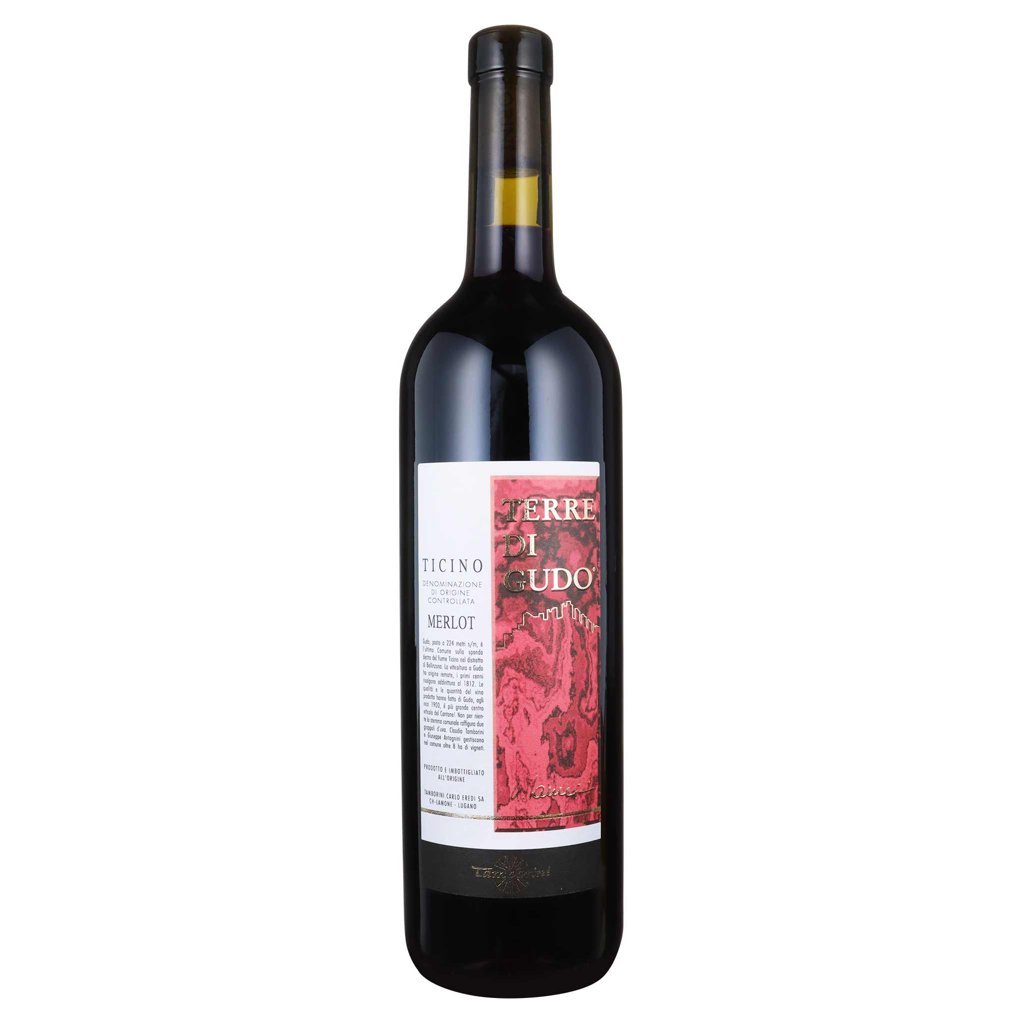 Tamborini Merlot Rosso Terre di Gudo Ticino DOC 2017 Rotwein Schweiz Flasche