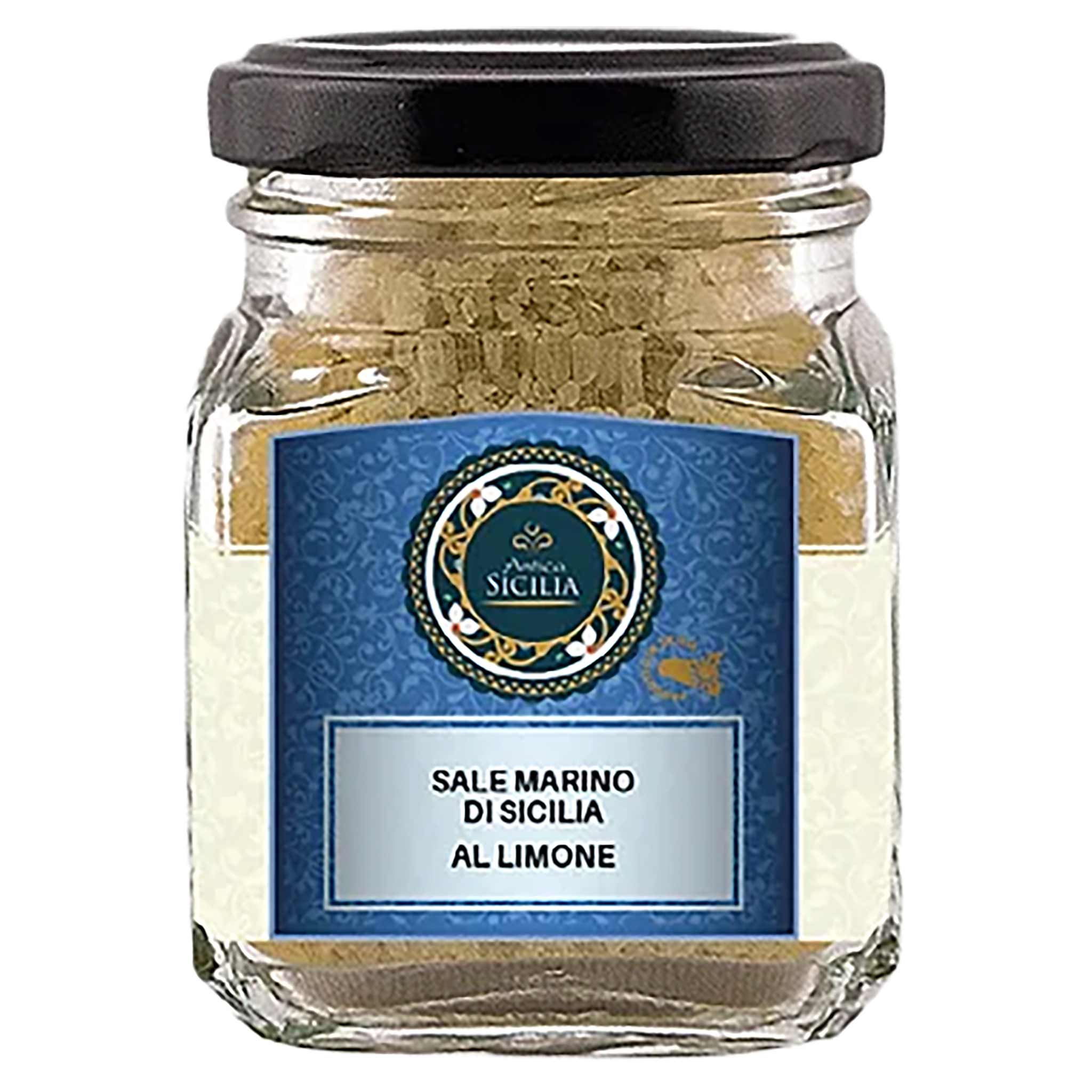 Antica Sicilia Salz mit Zitronenaroma aus Sizilien, Italien, in einer 100g Packung.