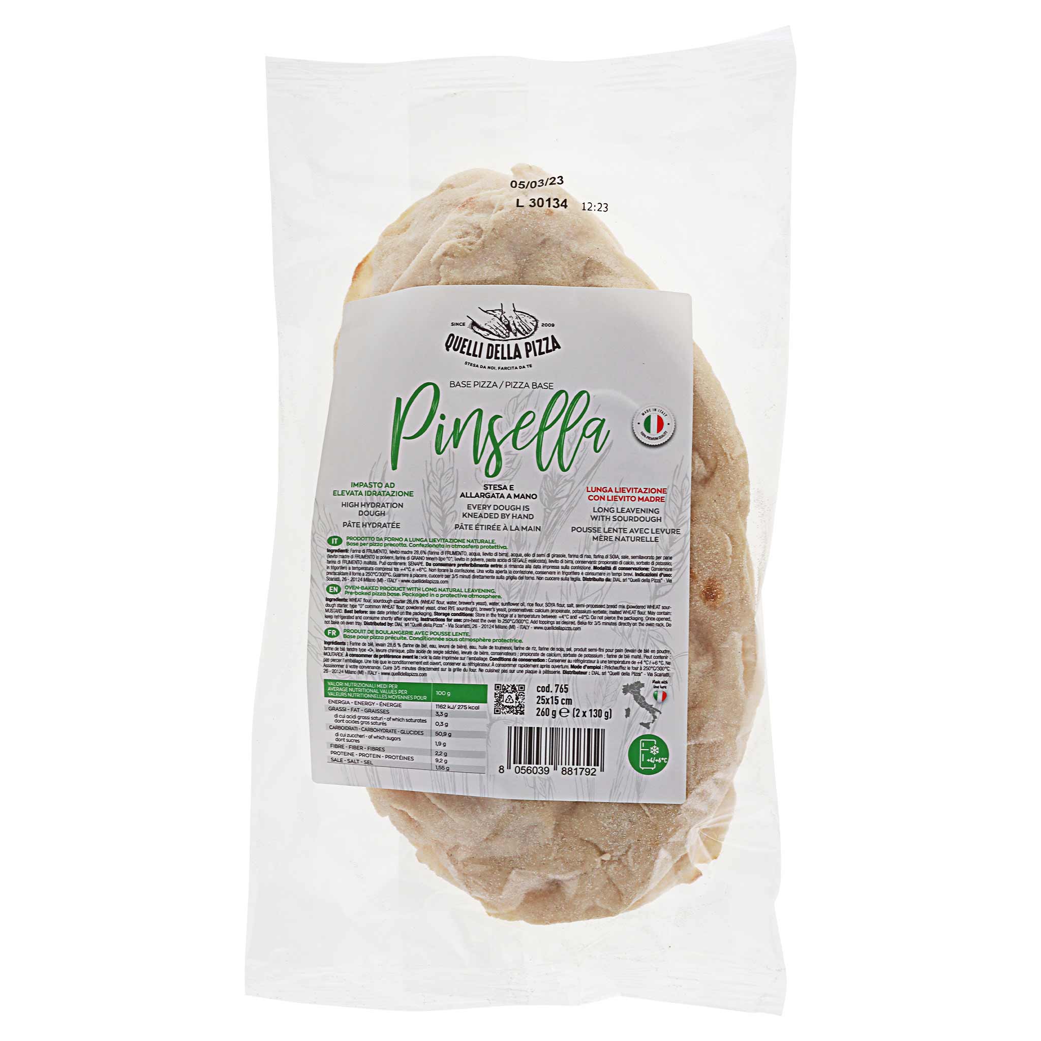Base Pinsella (12 buste x 2 pezzi), Lombardei, 260g, von Quelli della Pizza