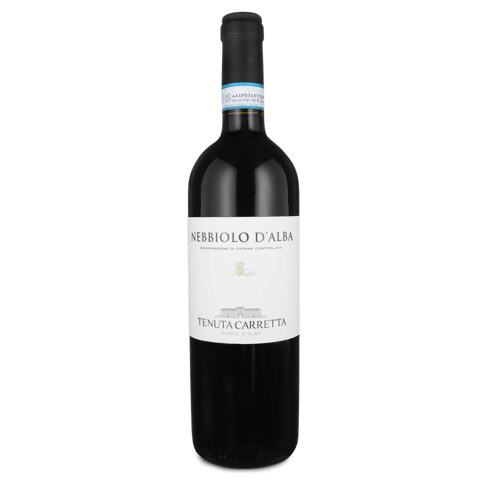 Flasche des Tenuta Carretta Nebbiolo d'Alba DOC 2021 Rotweins aus Italien, 75 cl