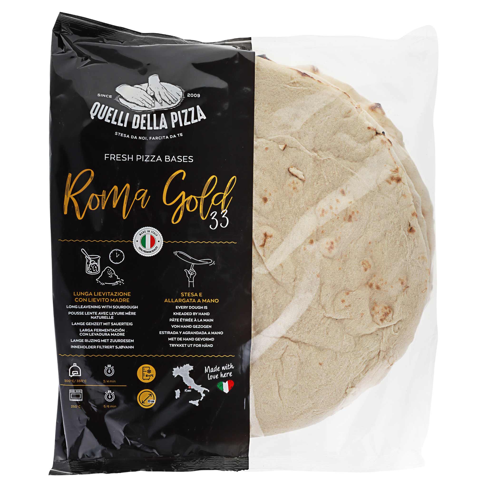 Base Pizza Gold Roma (4 buste x 5 pezzi) von Quelli della Pizza, Lombardei, Italien