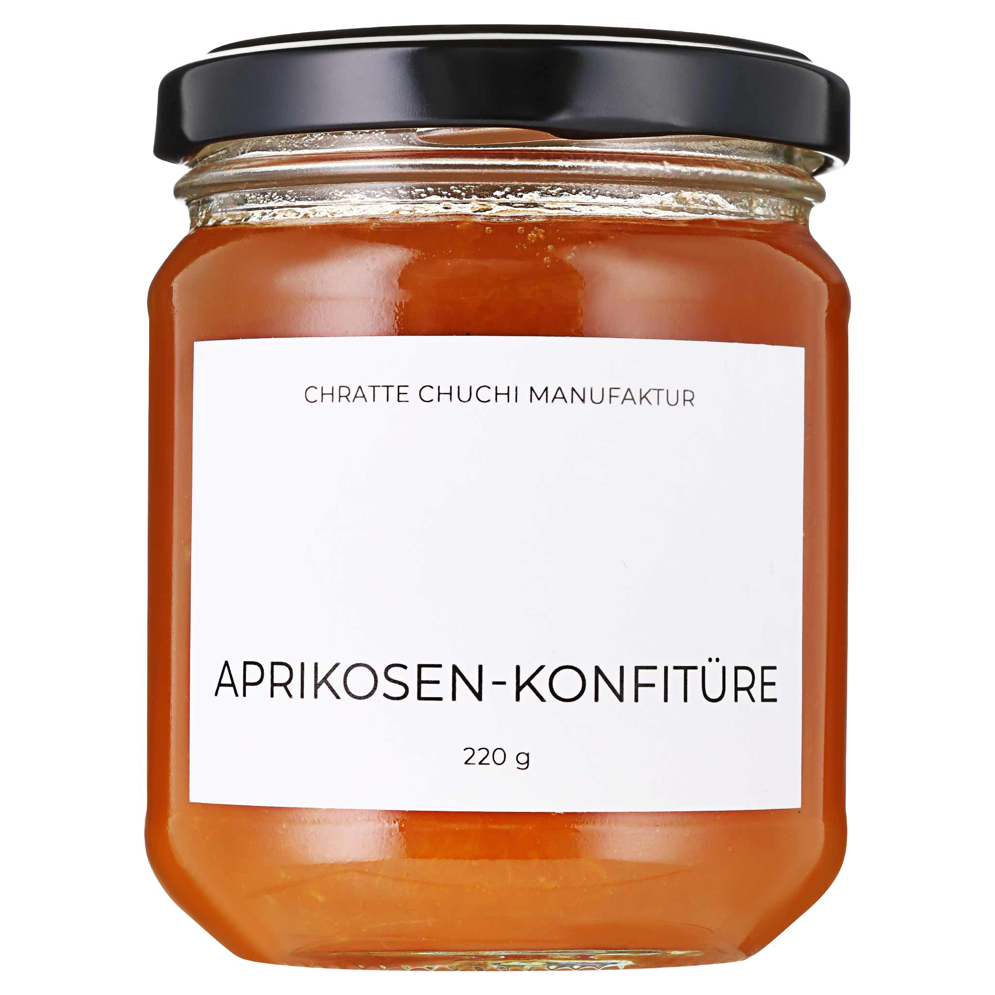 Chrattechuchi Aprikosenkonfitüre aus Zürich, 220 g, feine schweizerische Konfitüre.