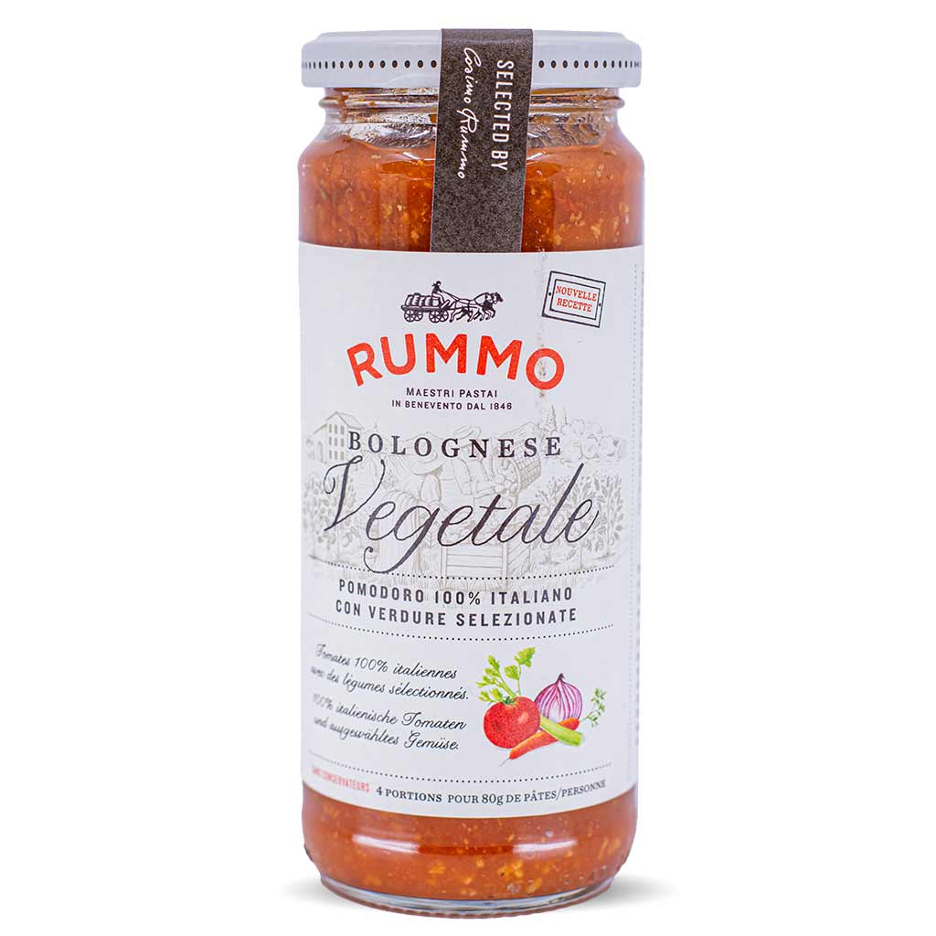 Produktbild von Rummo Bolognese Vegetale, 340 g Glas aus Italien.