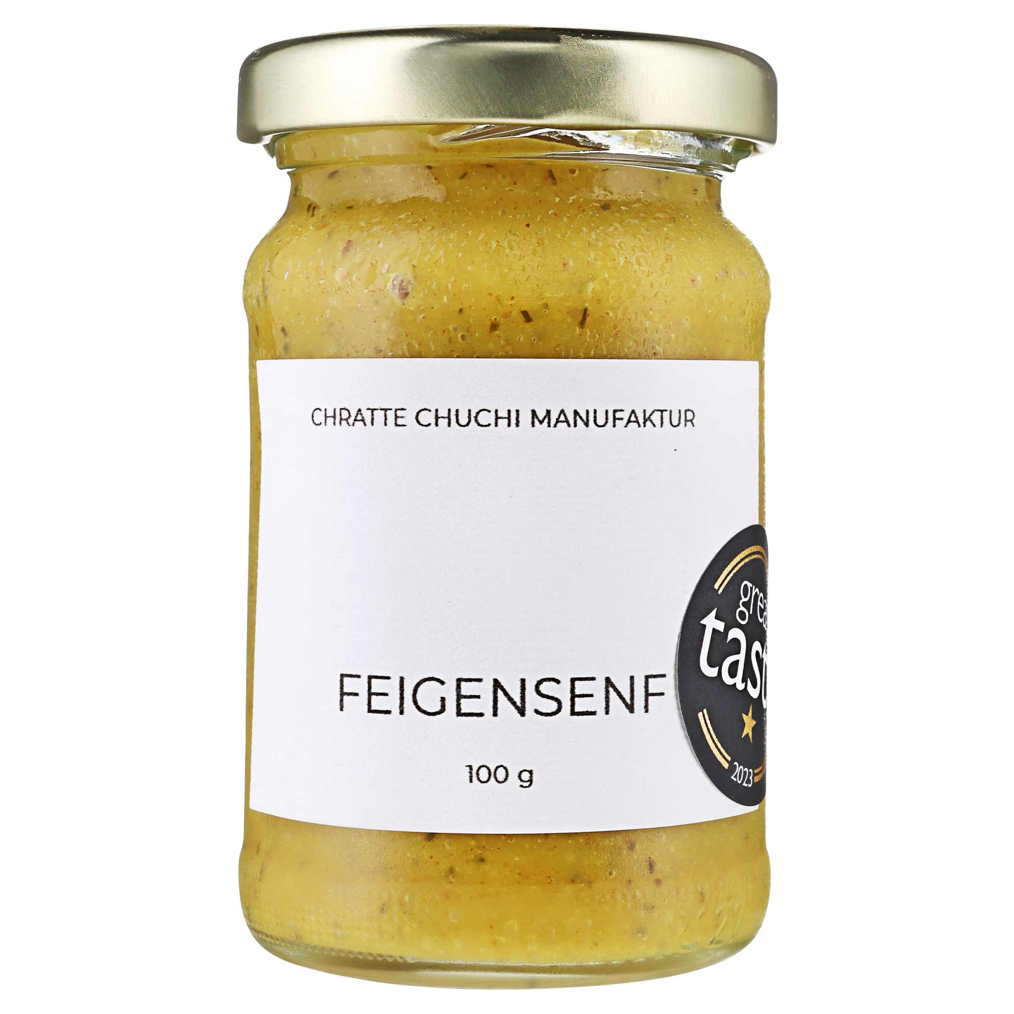 Chrattechuchi Feigensenf klein, 100 g Glas aus Zürich, Schweiz.
