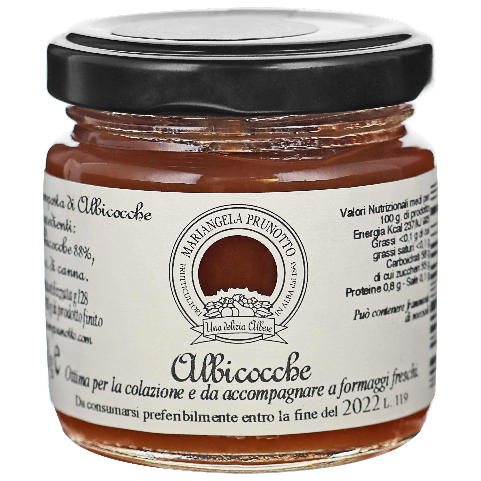 Prunotto Azienda Agricola, Confettura extra di Albicocche aus dem Piemont, Italien, 110 g Glas.