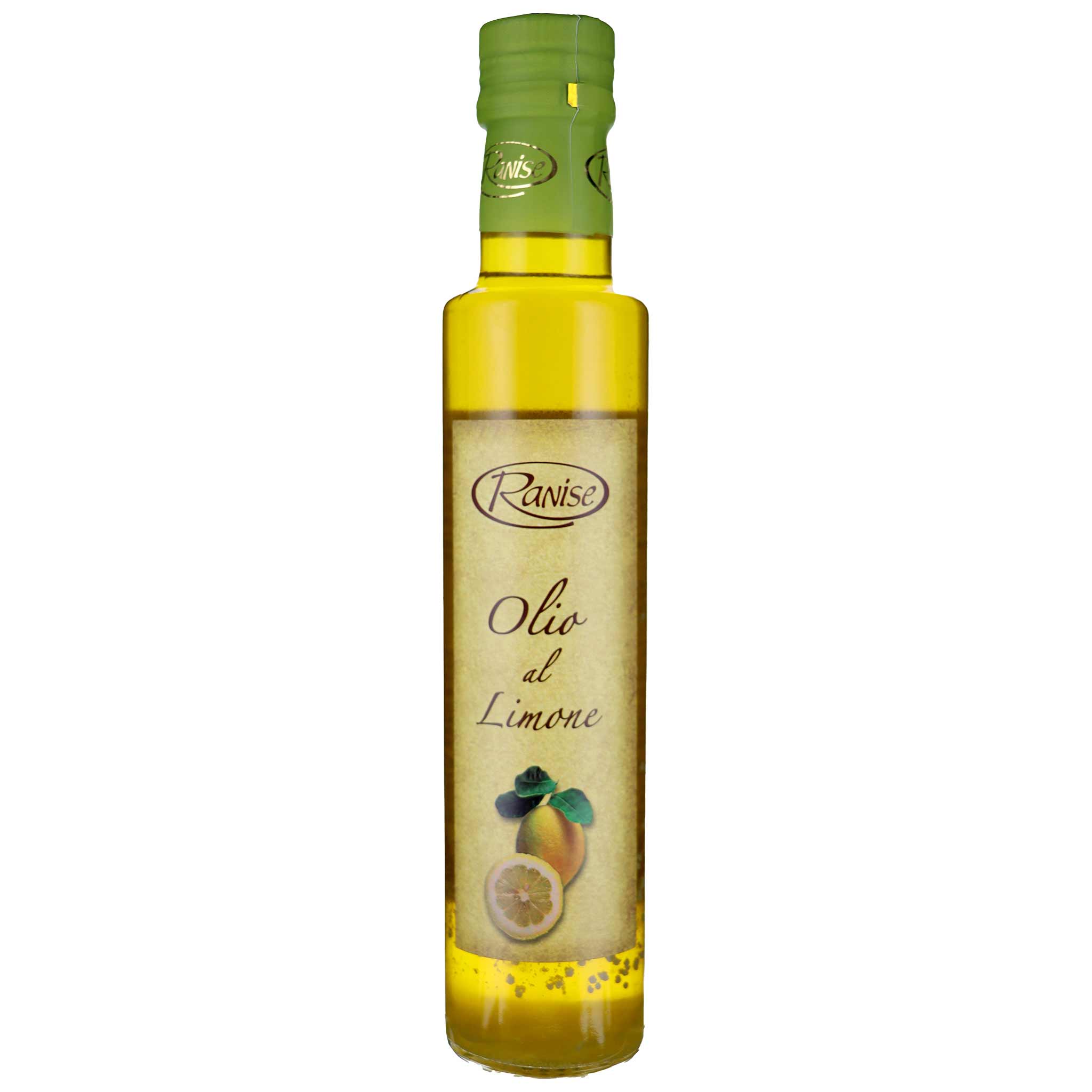 Ranise Condimento all' Olio extra Vergine di Olive al Limone, 250 ml Flasche aus Ligurien, Italien.