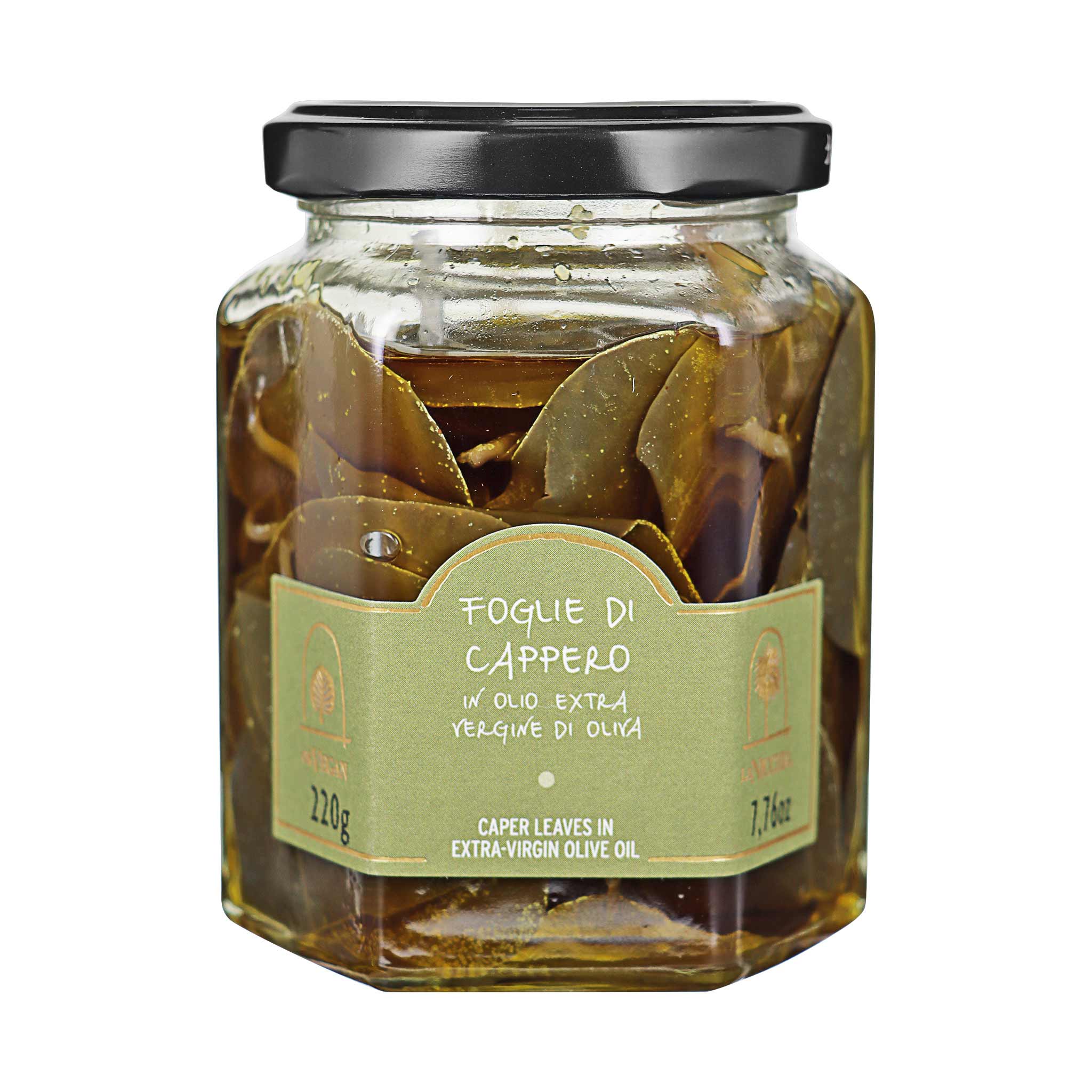 La Nicchia Foglie di Cappero in Olivenöl, 220 g Glas aus Sizilien