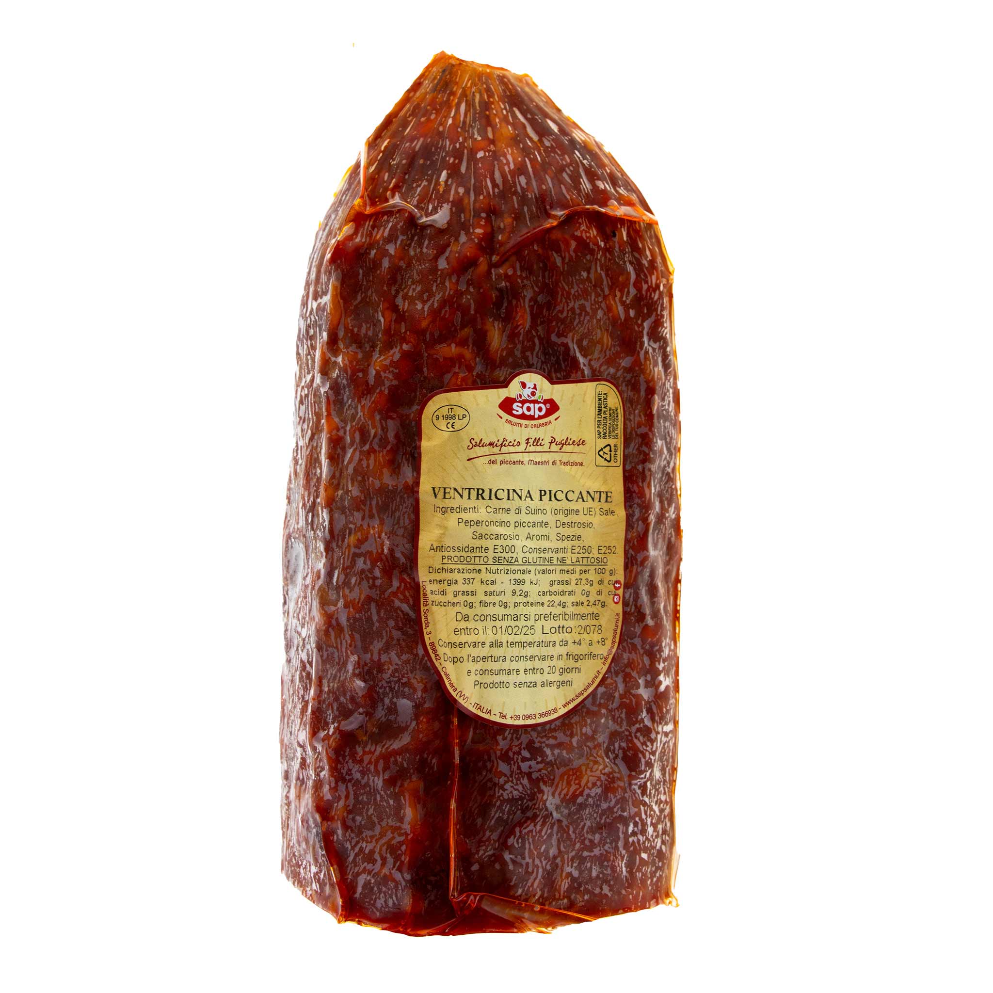 Salumi di Calabria Ventricina Piccante ca. 2.5kg aus Kalabrien, Italien