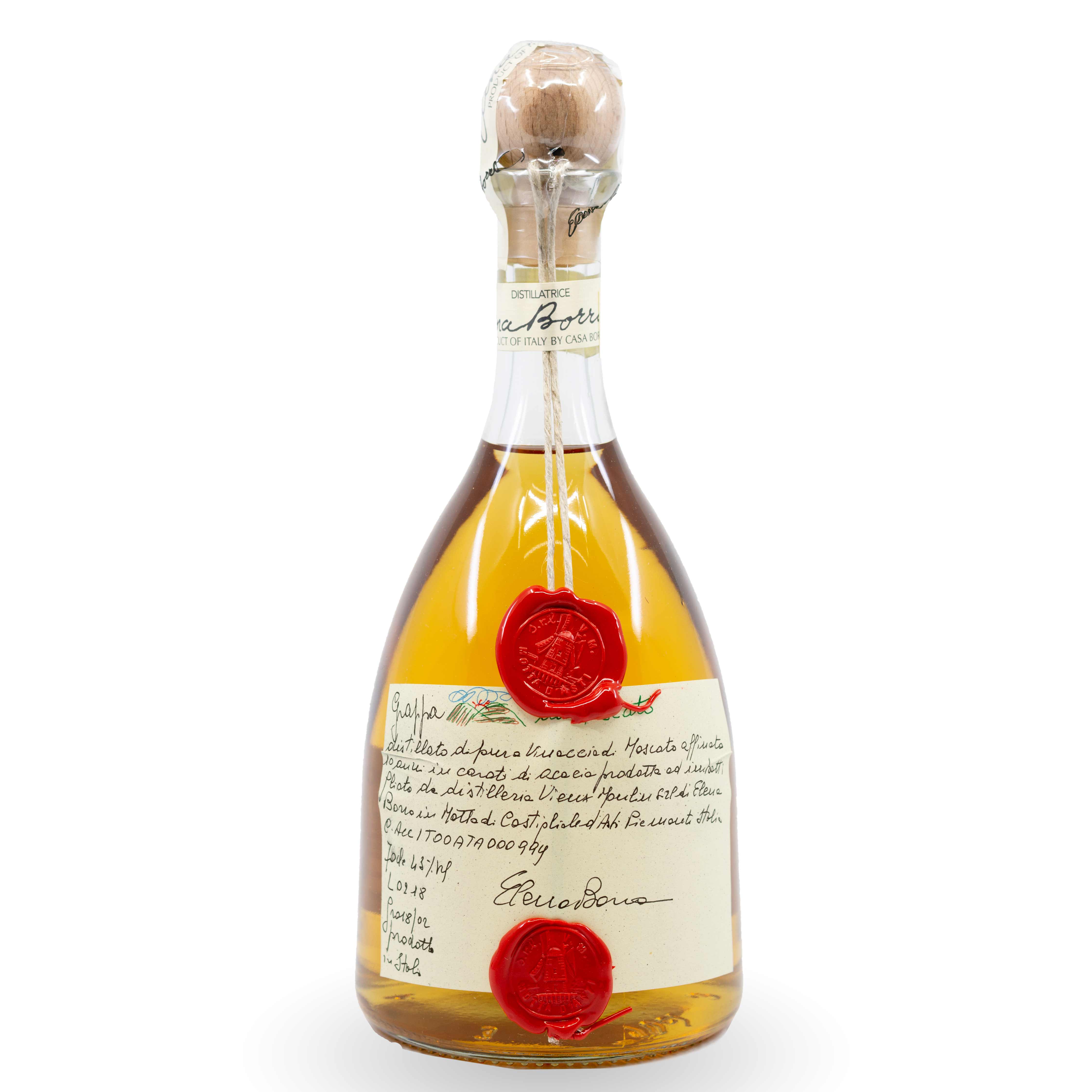 Elena da Costigliole Grappa Moscato Riserva 700 ml Flasche aus Piemont, Italien