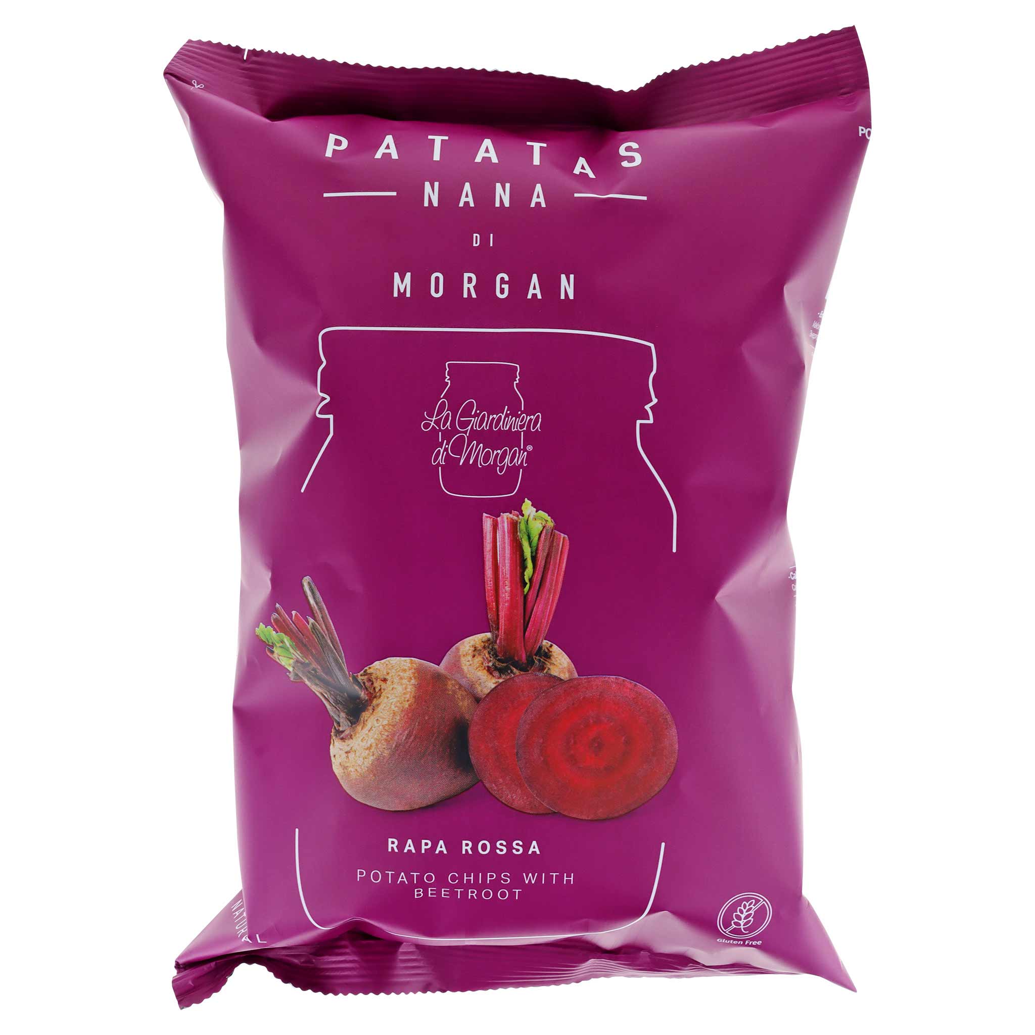 Patatas Nana Morgan Rapa Rossa Chips aus Italien in einer 40g Packung.