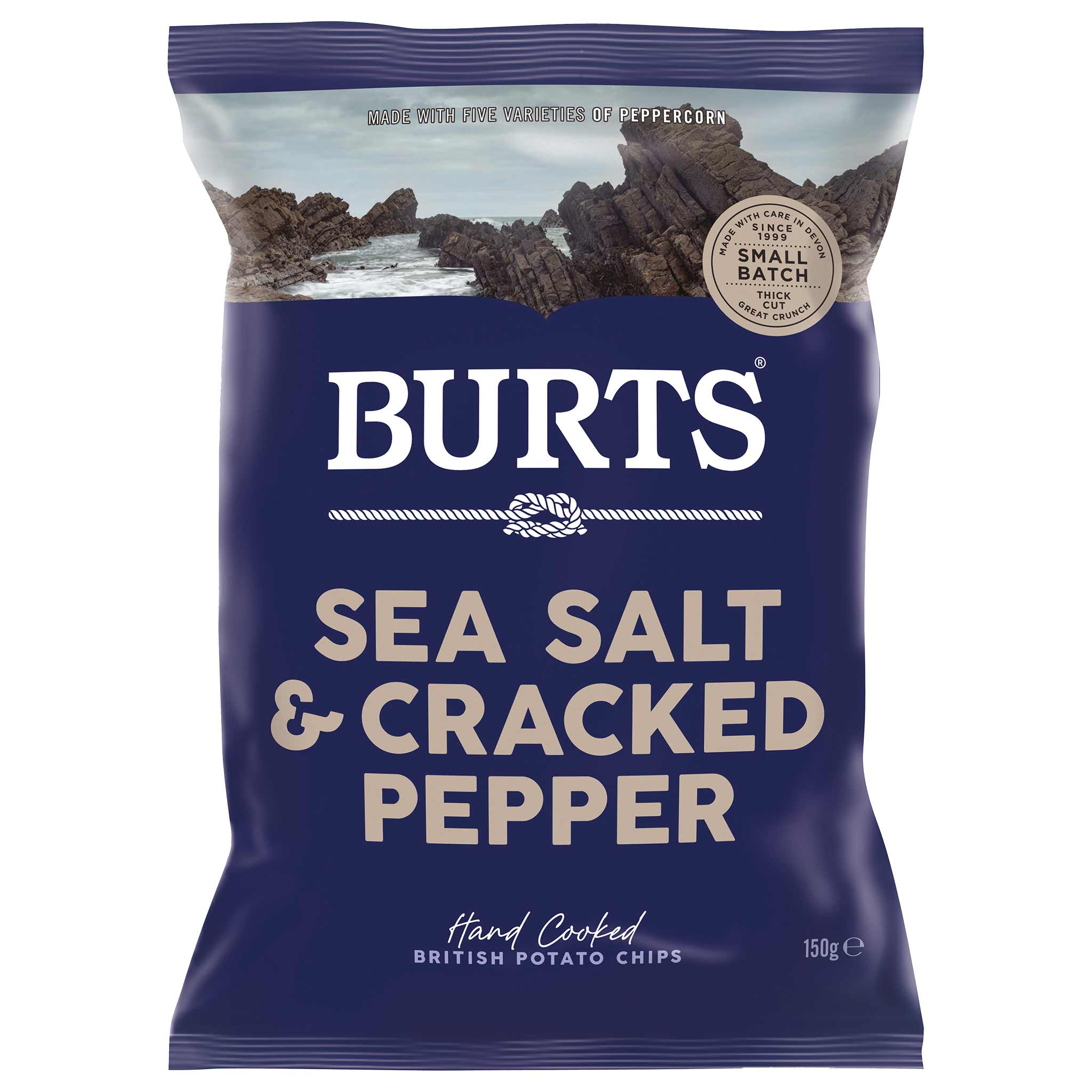 Burts Chips Meersalz & Zerdrückte Pfefferkörner 150g Packung