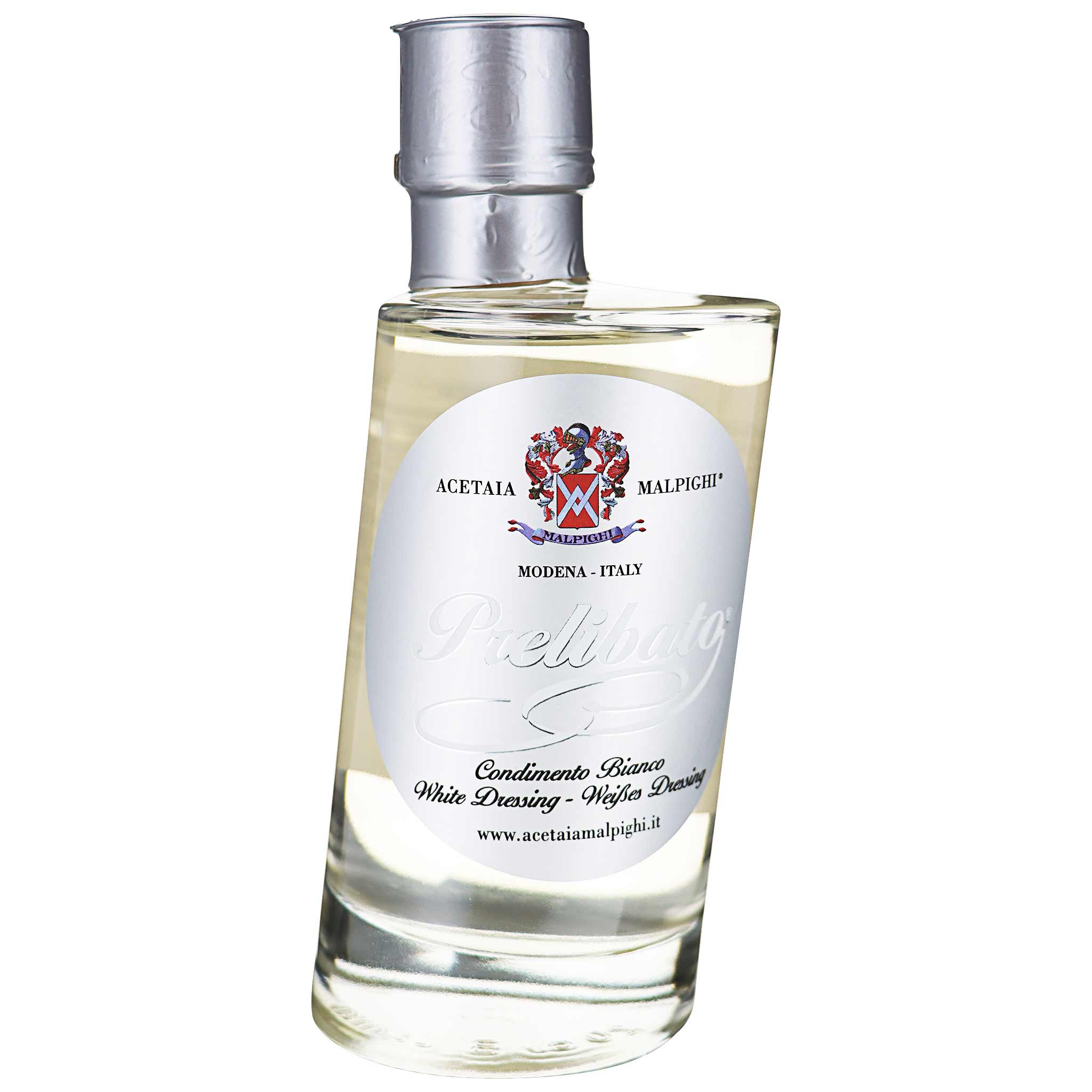 Produktbild des weissen Balsamico-Condiments Acetaia Malpighi Prelibato, 200 ml Flasche