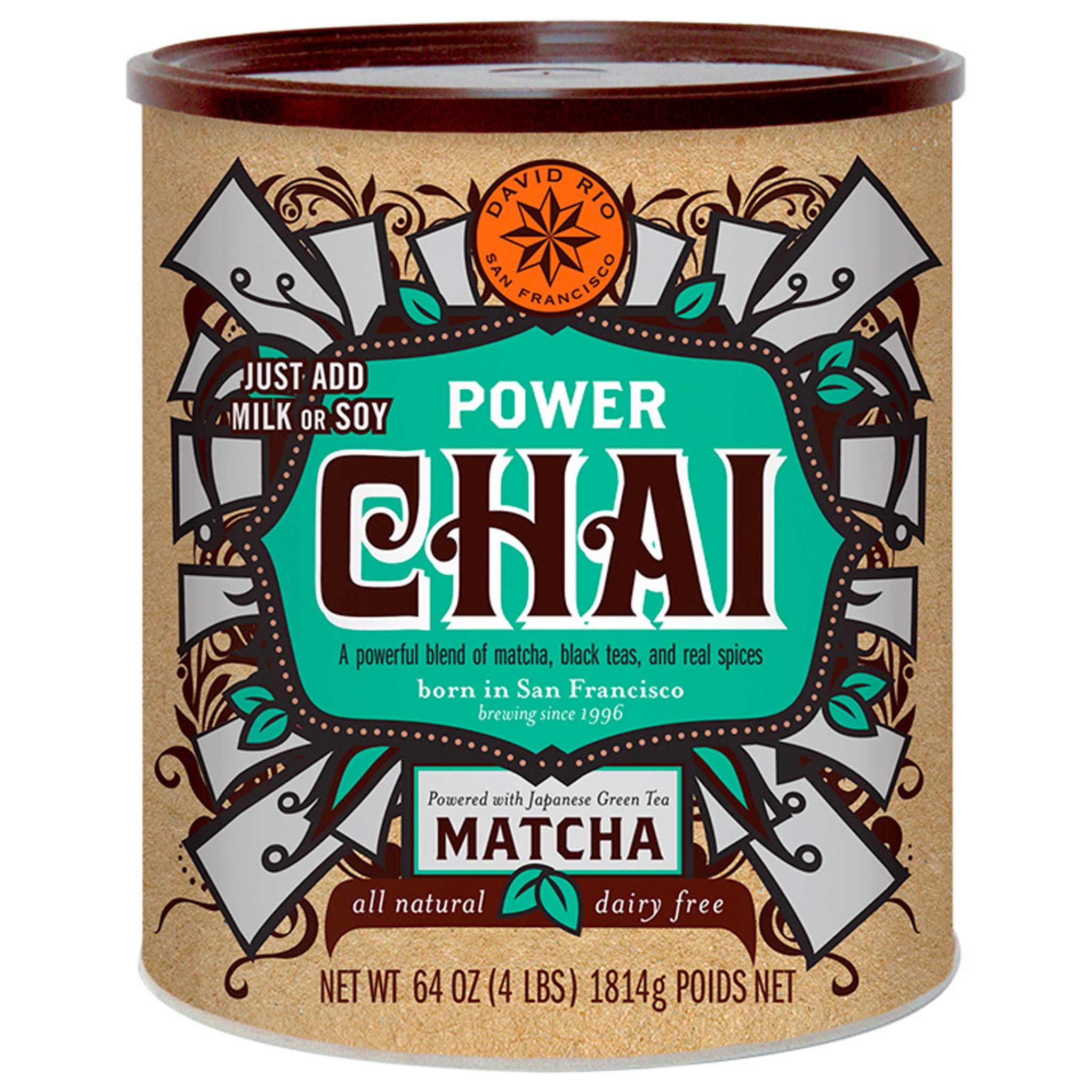 David Rio Power Chai Matcha Foodservice 52 Portionen aus Kalifornien, 1816 g, USA