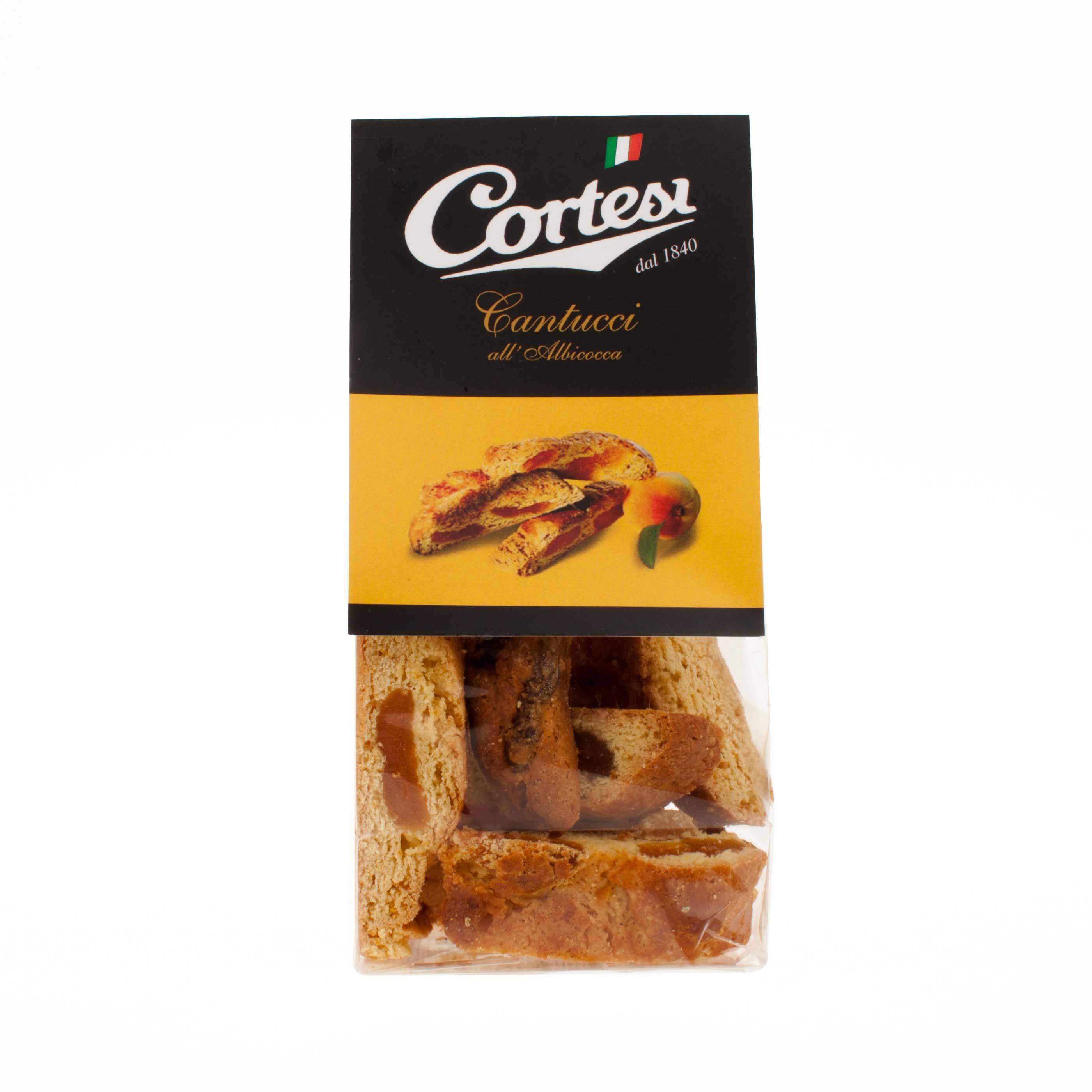 Cortesi Cantucci Albicocca aus der Toskana, 200g Packung, Nuss- und Mandelgebäck mit Aprikose.
